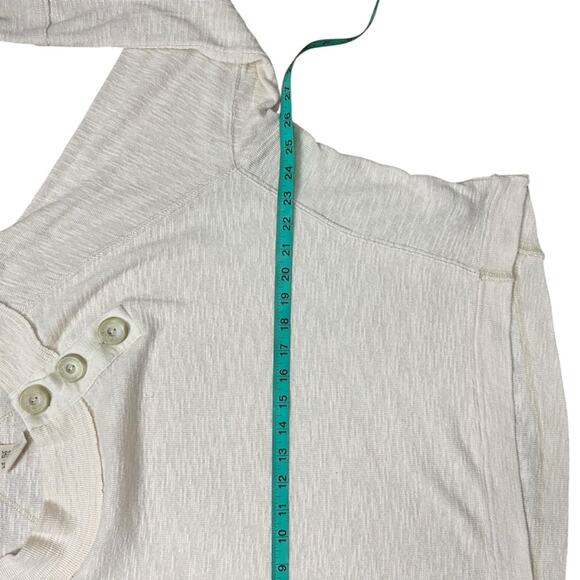 We The Free Cream Boat Neck Button Up Cotton Blend Knit Thermal Size Medium - Picture 9 of 10